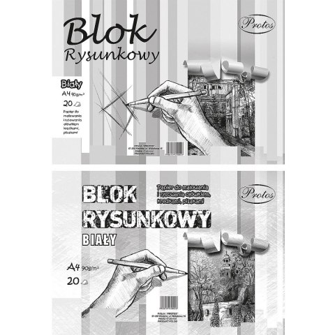 Blok rysunkowy Protos A4 biały 90g 20k Blok rysunkowy Protos A4 biały 90g 20k