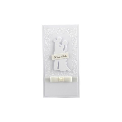Kartka składana Deco Styl ślub ręcznie zdobiona DL Kartka składana Deco Styl ślub ręcznie zdobiona DL