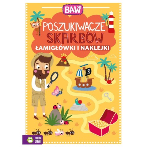 Książeczka edukacyjna Zielona Sowa Baw się. Poszukiwacze skarbów. Łamigłówki i naklejki Książeczka edukacyjna Zielona Sowa Baw się. Poszukiwacze skarbów. Łamigłówki i naklejki