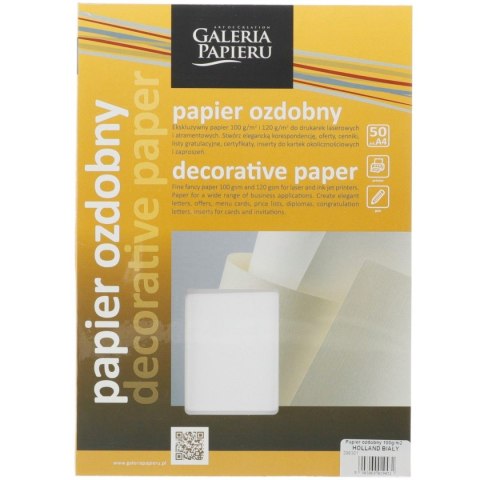 Papier ozdobny (wizytówkowy) Galeria Papieru holland A4 biały 100g (206301) Papier ozdobny (wizytówkowy) Galeria Papieru holland A4 biały 100g (206301)