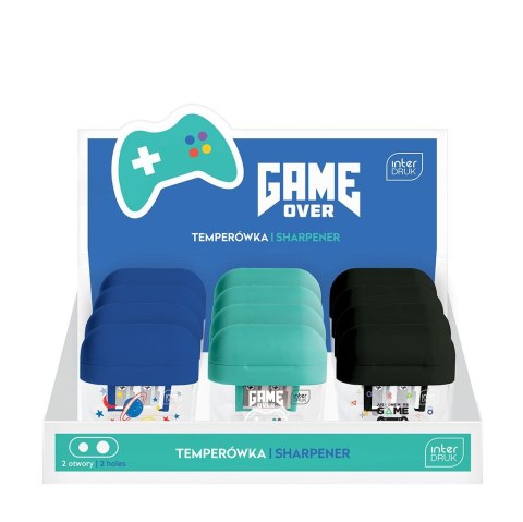 Temperówka Interdruk GAME OVER podwójna z pojemnikiem mix plastik (5902277331243) Temperówka Interdruk GAME OVER podwójna z pojemnikiem mix plastik (5902277331243)