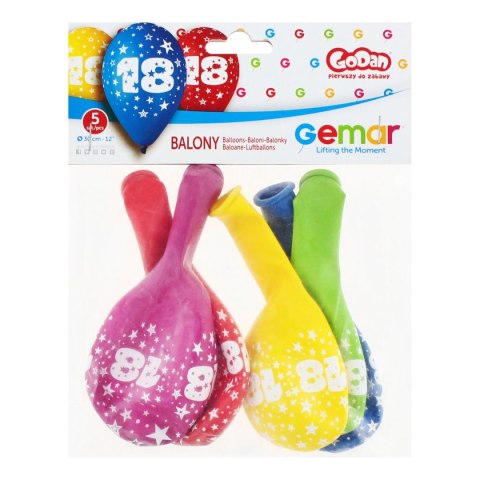 Balon gumowy Godan Z NADRUKIEM 5 szt mix 300mm 12cal (GS110/18) Balon gumowy Godan Z NADRUKIEM 5 szt mix 300mm 12cal (GS110/18)