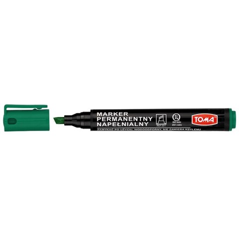 Marker permanentny Toma, zielony 1,0-5,0mm ścięta końcówka Marker permanentny Toma, zielony 1,0-5,0mm ścięta końcówka