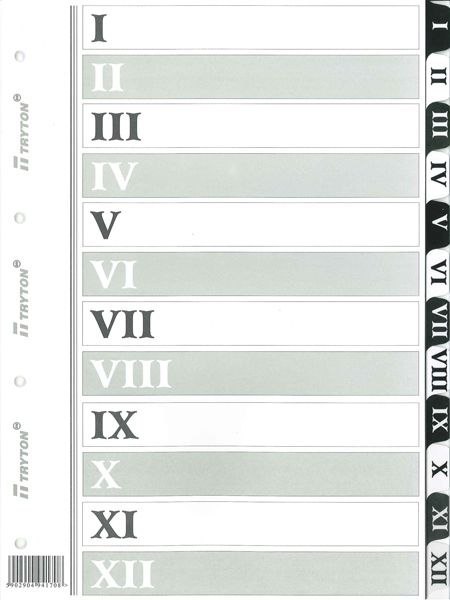 Przekładka numeryczna Tryton A4 biała 170g 12k I-XII (170) Przekładka numeryczna Tryton A4 biała 170g 12k I-XII (170)