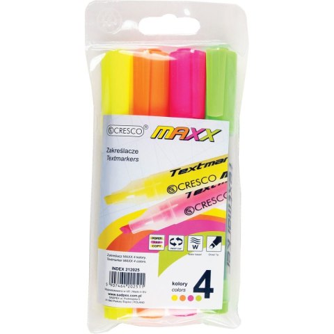 Zakreślacz Cresco Maxx komplet, 4 kolory 1-5mm (212025) Zakreślacz Cresco Maxx komplet, 4 kolory 1-5mm (212025)
