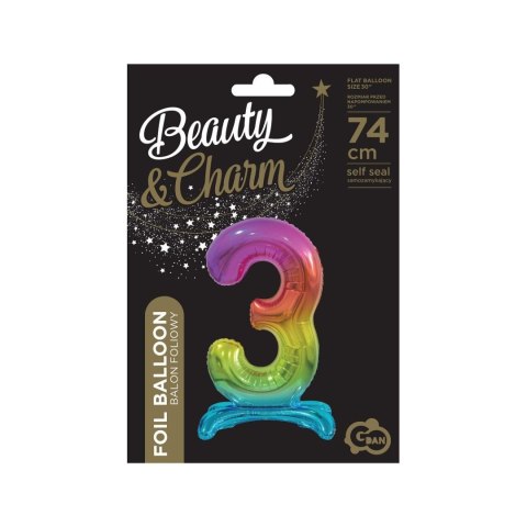Balon gumowy Godan Beauty&Charm cyfra stojąca tęczowa tęczowa 750mm 30cal (BC-AST3) Balon gumowy Godan Beauty&Charm cyfra stojąca tęczowa tęczowa 750mm 30cal (BC-AST3)