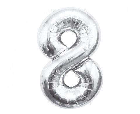Balon foliowy Godan Cyfra 8, srebrna, 85 cm 85cal (BC-HSR8) Balon foliowy Godan Cyfra 8, srebrna, 85 cm 85cal (BC-HSR8)