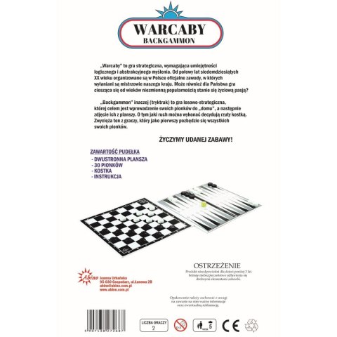 Gra planszowa Abino warcaby - backgammon WARCABY BACKGAMMON Gra planszowa Abino warcaby - backgammon WARCABY BACKGAMMON