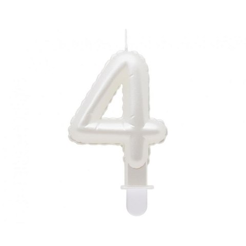 Świeczka urodzinowa Godan cyferka 4, perłowa biała, 7 cm (SF-PBI4) Świeczka urodzinowa Godan cyferka 4, perłowa biała, 7 cm (SF-PBI4)