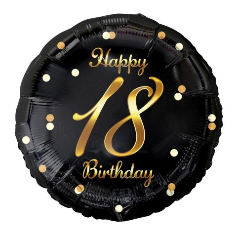 Balon foliowy Godan Happy 18 Birthday, czarny, nadruk złoty 18cal (FG-O18C) Balon foliowy Godan Happy 18 Birthday, czarny, nadruk złoty 18cal (FG-O18C)