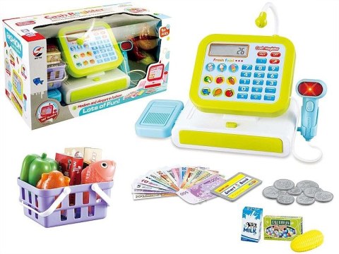 Kasa sklepowa Adar na baterie, wyświetlacz LCD, skaner, mikrofon, koszyk z zakupami (552296) Kasa sklepowa Adar na baterie, wyświetlacz LCD, skaner, mikrofon, koszyk z zakupami (552296)