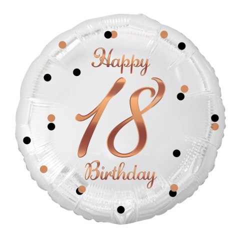 Balon foliowy Godan 18 Birthday, biały, nadruk różowo-złoty 18cal (FG-O18B) Balon foliowy Godan 18 Birthday, biały, nadruk różowo-złoty 18cal (FG-O18B)