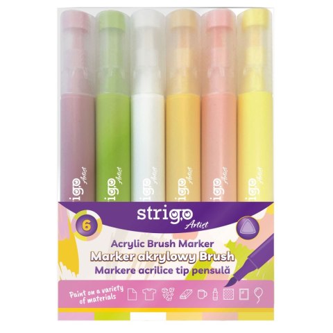 Marker specjalistyczny Strigo końcówka BRUSH akrylowy w 6kol, mix pędzelek końcówka (SSC430) Marker specjalistyczny Strigo końcówka BRUSH akrylowy w 6kol, mix pędzelek końcówka (SSC430)