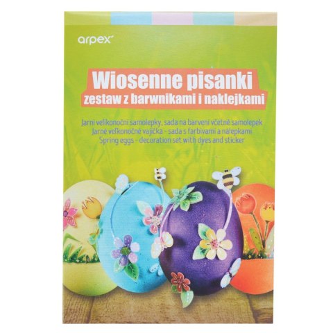 Zestaw kreatywny Arpex Wiosenne pisanki-zestaw z barwnikami i naklejkami (SW3555) Zestaw kreatywny Arpex Wiosenne pisanki-zestaw z barwnikami i naklejkami (SW3555)