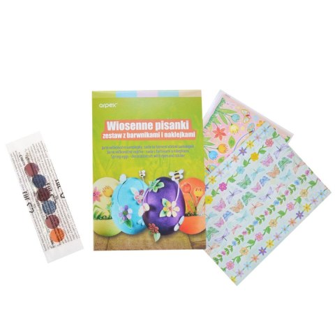 Zestaw kreatywny Arpex Wiosenne pisanki-zestaw z barwnikami i naklejkami (SW3555) Zestaw kreatywny Arpex Wiosenne pisanki-zestaw z barwnikami i naklejkami (SW3555)
