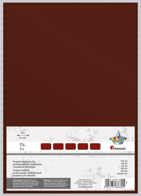 Filc Titanum Craft-Fun Series A4 kolor: czekoladowy 10 ark. (345156) Filc Titanum Craft-Fun Series A4 kolor: czekoladowy 10 ark. (345156)