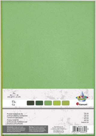 Filc Titanum Craft-Fun Series tonacja zielona kolor: mix 10 ark. [mm:] 210x297 (345158)