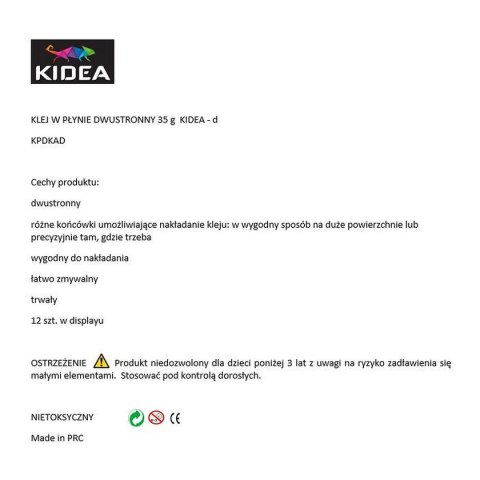 Klej w płynie Kidea KIDART 35ml (KPDKAD) Klej w płynie Kidea KIDART 35ml (KPDKAD)