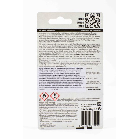 Klej w tubie Uhu ALLPLAST 30g (37595) Klej w tubie Uhu ALLPLAST 30g (37595)