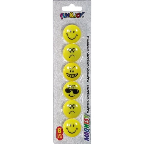 Magnes Fun&Joy Smiley okrągły żółty śr. 29mm 6 sztuk Magnes Fun&Joy Smiley okrągły żółty śr. 29mm 6 sztuk