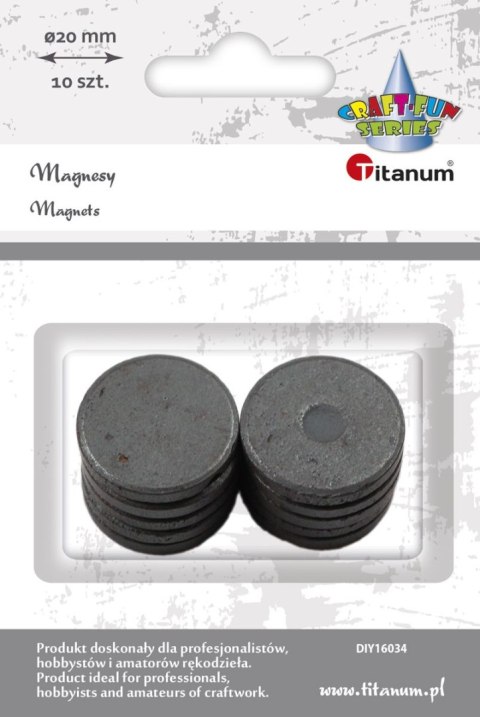 Magnes Titanum Craft-Fun Series czarny śr. 20mm (DIY16034) 10 sztuk Magnes Titanum Craft-Fun Series czarny śr. 20mm (DIY16034) 10 sztuk