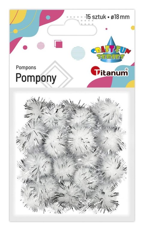 Pompony Titanum Craft-Fun Series brokatowe białe 15 szt (338524) Pompony Titanum Craft-Fun Series brokatowe białe 15 szt (338524)