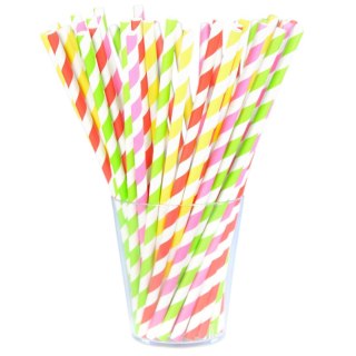 Słomka Arpex papierowe paski 20 cm 12 szt (KG8143)
