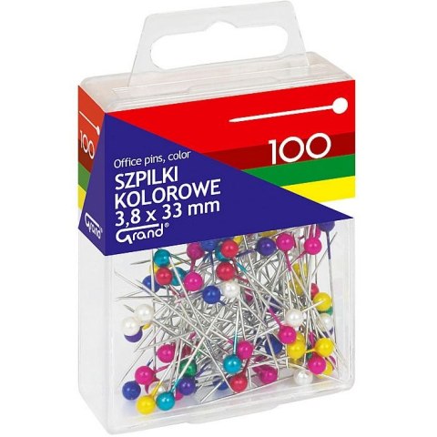Szpilki Grand kolorowe 33 mm 100 szt (110-1670) Szpilki Grand kolorowe 33 mm 100 szt (110-1670)