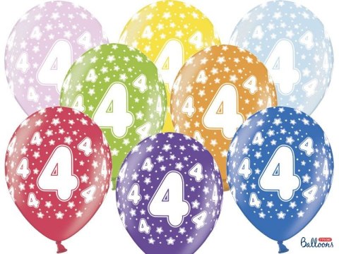 Balon gumowy Partydeco gumowy 4 urodziny, mix kolorów 30 cm/6 sztuk mix 300mm (SB14M-004-000-6) Balon gumowy Partydeco gumowy 4 urodziny, mix kolorów 30 cm/6 sztuk mix 300mm (SB14M-004-000-6)