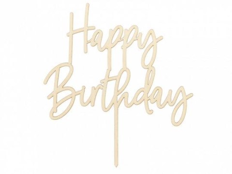 Dekoracja na tort Partydeco Topper drewniany Happy Birthday, 16.5cm (KPT57-100) Dekoracja na tort Partydeco Topper drewniany Happy Birthday, 16.5cm (KPT57-100)