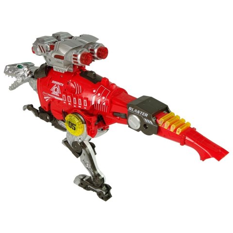 Pistolet Lean Dinobots 2w1 Dinozaur Pistolet na Strzałki Czerwony Tyranozaur Rex Tarcza 48 cm (10047)