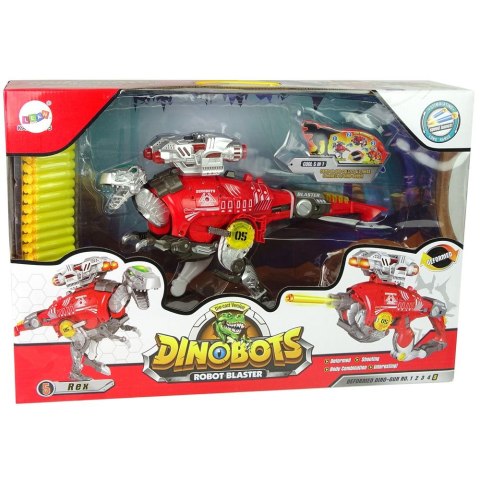 Pistolet Lean Dinobots 2w1 Dinozaur Pistolet na Strzałki Czerwony Tyranozaur Rex Tarcza 48 cm (10047)