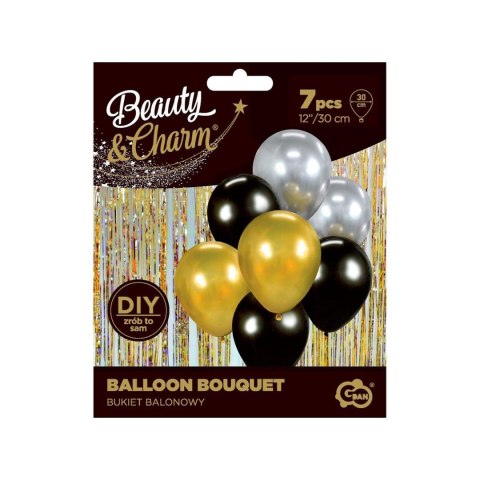 Balon gumowy Godan Bukiet balonowy złoto-srebrno-czarny, 7 szt. miedziana 300mm 12cal (BB-ZSC7) Balon gumowy Godan Bukiet balonowy złoto-srebrno-czarny, 7 szt. miedziana 300mm 12cal (BB-ZSC7)