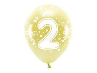 Balon gumowy Partydeco cyfra 2 (1 op. / 6 szt.) złoty 330mm (ECO33M-202-019J-6)