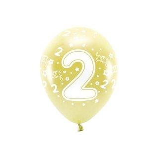 Balon gumowy Partydeco cyfra 2 (1 op. / 6 szt.) złoty 330mm (ECO33M-202-019J-6)
