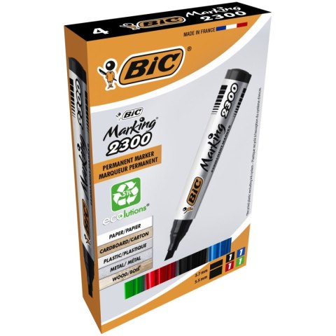 Marker permanentny Bic Marking 2300 komplet 4 szt, mix 3,7-5,5mm ścięta końcówka (8209222) Marker permanentny Bic Marking 2300 komplet 4 szt, mix 3,7-5,5mm ścięta końcówka (8209222)