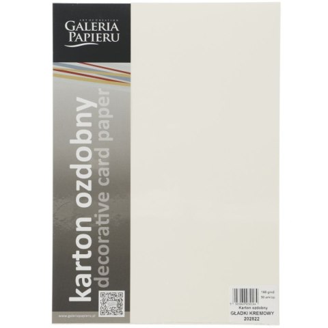 Papier ozdobny (wizytówkowy) Galeria Papieru gładki kremowy A4 kremowy 160g (202822) Papier ozdobny (wizytówkowy) Galeria Papieru gładki kremowy A4 kremowy 160g (202822)