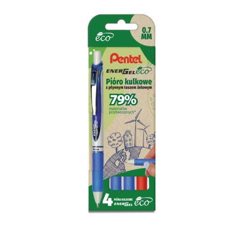 Pióro kulkowe Pentel ENERGEL KPL.4szt czarny i niebieski (BL77E-ST4BCCCPL) Pióro kulkowe Pentel ENERGEL KPL.4szt czarny i niebieski (BL77E-ST4BCCCPL)