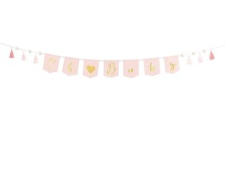 Baner Partydeco Oh baby z frędzlami, jasny różowy, 2.5 m (GRL100-081J)