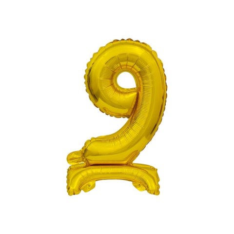 Balon foliowy Godan cyfra 9 stojąca 38cm, złota (BC-AZT9) Balon foliowy Godan cyfra 9 stojąca 38cm, złota (BC-AZT9)