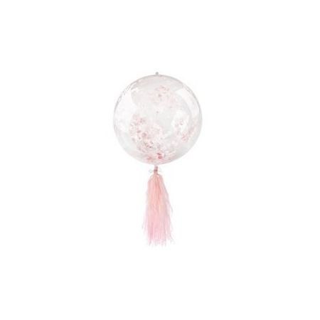 Balon gumowy Arpex pvc transparentny z różowym konfetti w środku i frędzlami transparentny 450mm (BLF5757) Balon gumowy Arpex pvc transparentny z różowym konfetti w środku i frędzlami transparentny 450mm (BLF5757)