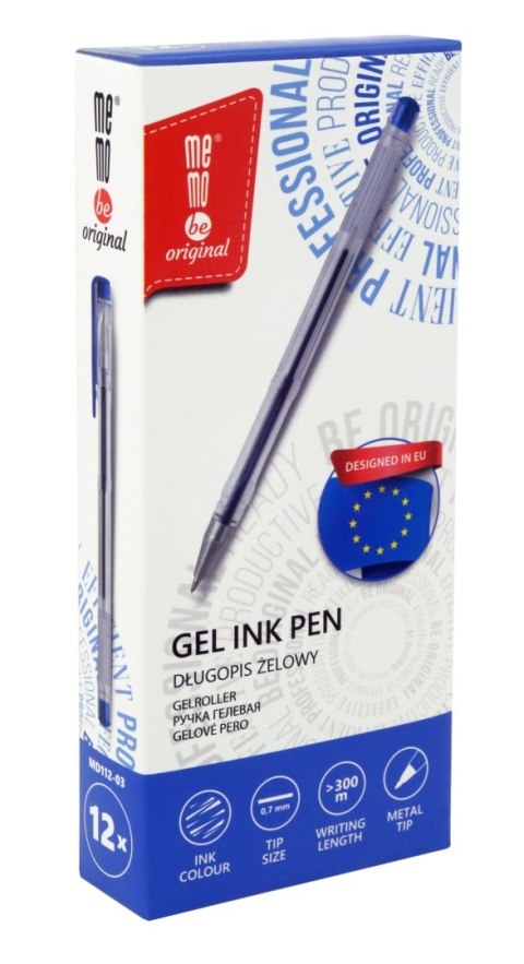Długopis żelowy Memobe niebieski 0,7mm (MD112-03) Długopis żelowy Memobe niebieski 0,7mm (MD112-03)