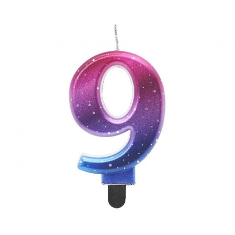 Świeczka urodzinowa Godan cyferka 9, Night Sky, metaliczna, 8 cm (SF-NSM9) Świeczka urodzinowa Godan cyferka 9, Night Sky, metaliczna, 8 cm (SF-NSM9)