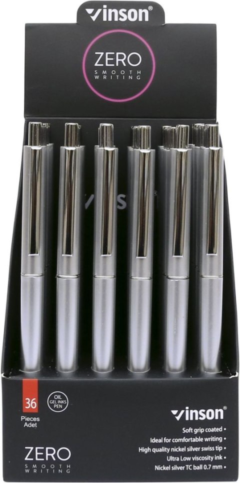 Długopis Vinson Zero Silver 0,7mm niebieski wkład mix kolorów Z3 Długopis Vinson Zero Silver 0,7mm niebieski wkład mix kolorów Z3