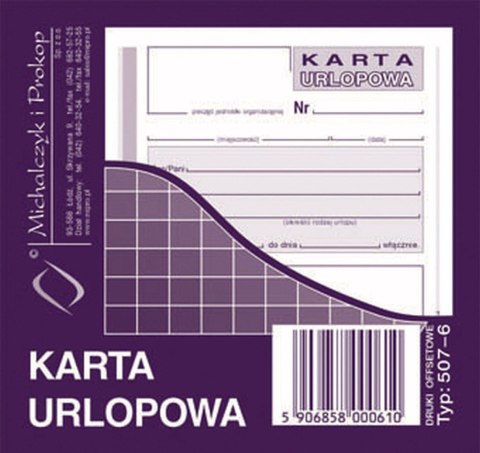 Druk offsetowy Michalczyk i Prokop Karta urlopowa 2/3 A6 40k. (507-6) Druk offsetowy Michalczyk i Prokop Karta urlopowa 2/3 A6 40k. (507-6)