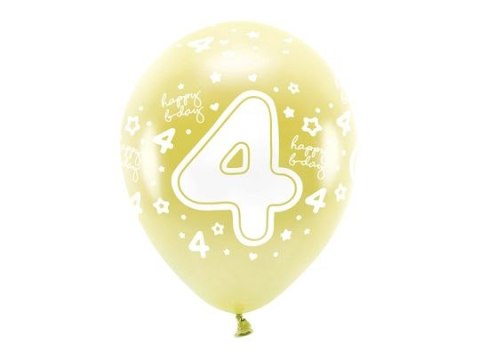 Balon gumowy Partydeco cyfra 4 (1 op. / 6 szt.) złoty 330mm (ECO33M-204-019J-6) Balon gumowy Partydeco cyfra 4 (1 op. / 6 szt.) złoty 330mm (ECO33M-204-019J-6)