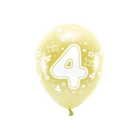 Balon gumowy Partydeco cyfra 4 (1 op. / 6 szt.) złoty 330mm (ECO33M-204-019J-6) Balon gumowy Partydeco cyfra 4 (1 op. / 6 szt.) złoty 330mm (ECO33M-204-019J-6)