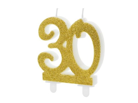 Świeczka urodzinowa Partydeco liczba 30, złoty 7.5cm (SCU5-30-019) Świeczka urodzinowa Partydeco liczba 30, złoty 7.5cm (SCU5-30-019)