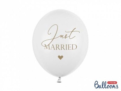 Balon gumowy Partydeco Just Married, P. Pure White biały 300mm 12cal (SB14P-237-008-6) Balon gumowy Partydeco Just Married, P. Pure White biały 300mm 12cal (SB14P-237-008-6)