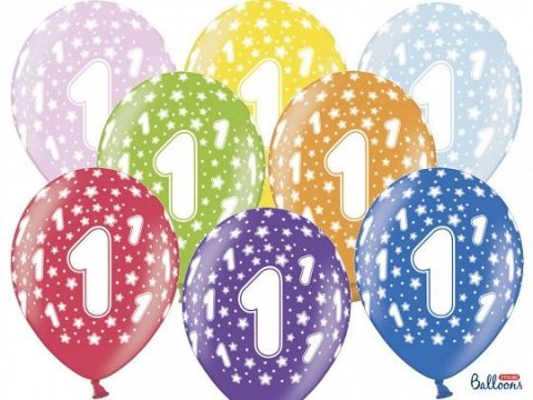 Balon gumowy Partydeco gumowy 1 urodziny, mix kolorów 30 cm/6 sztuk mix 300mm (SB14M-001-000-6) Balon gumowy Partydeco gumowy 1 urodziny, mix kolorów 30 cm/6 sztuk mix 300mm (SB14M-001-000-6)